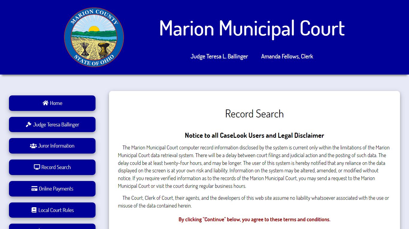 Marion Municipal Court - Record Search