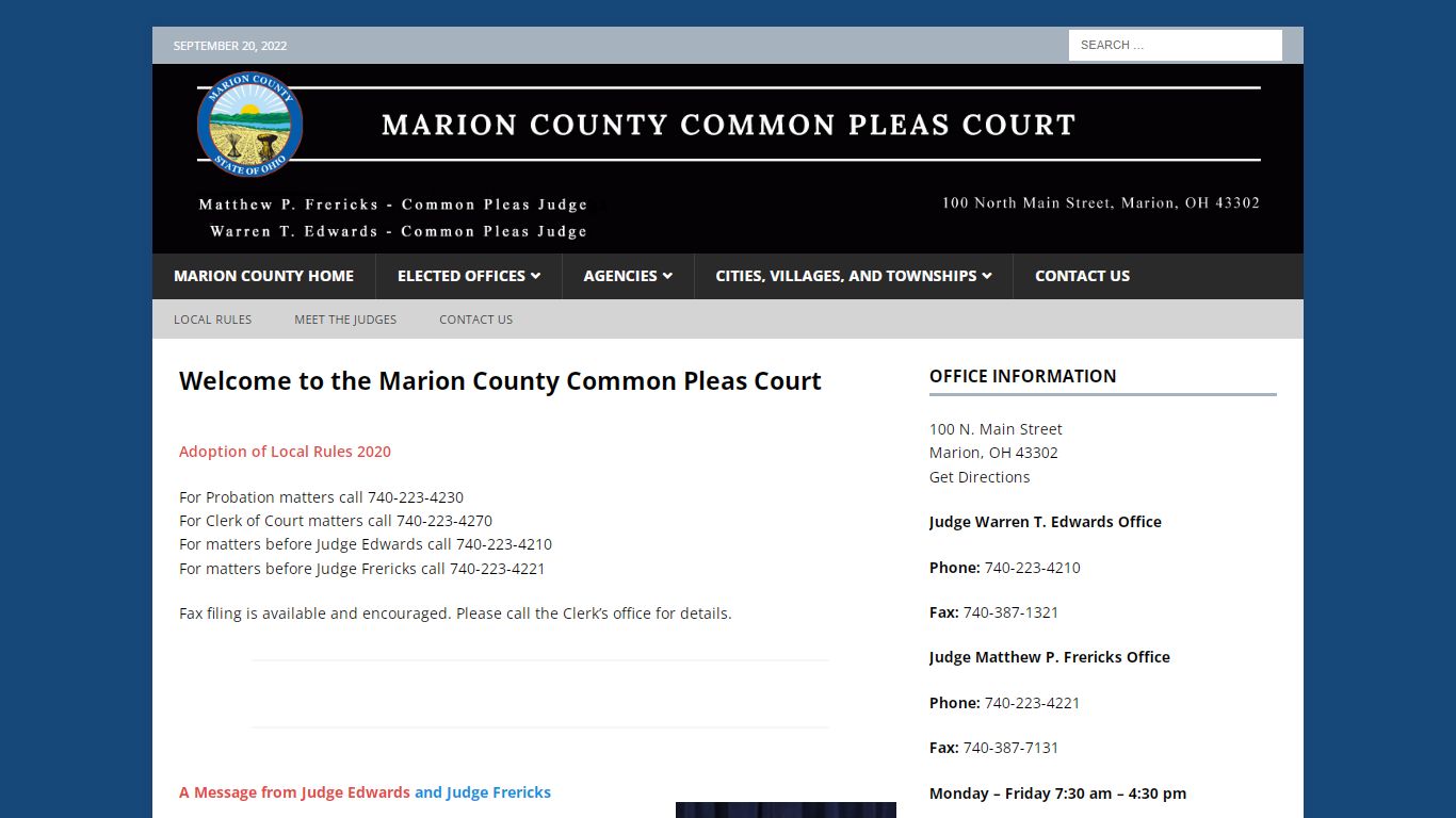 Common Pleas Court – Marion County, Ohio – Director – Title